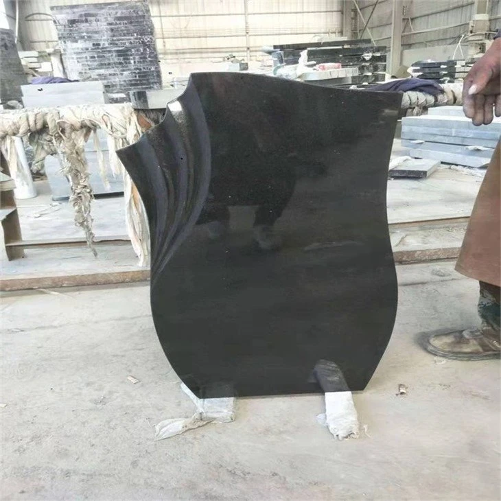 Black granite laser etched headstones