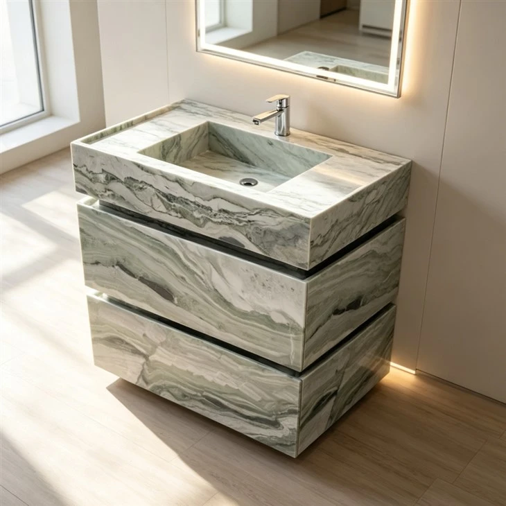 Yeşil Mermer Banyo Lavabosu